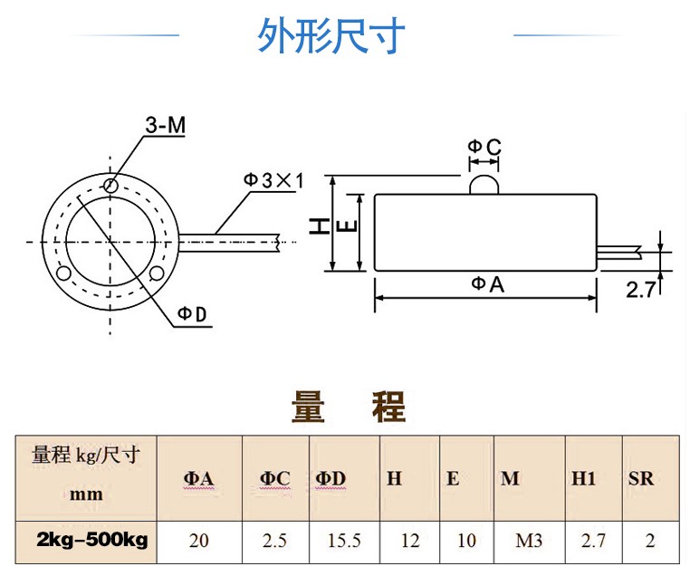 蚌埠高精GJBHM-W硬币式微型拉压力传感器(图1)